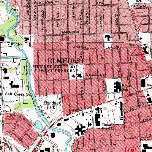 Topographic Map of Jackson Elementary School, IL