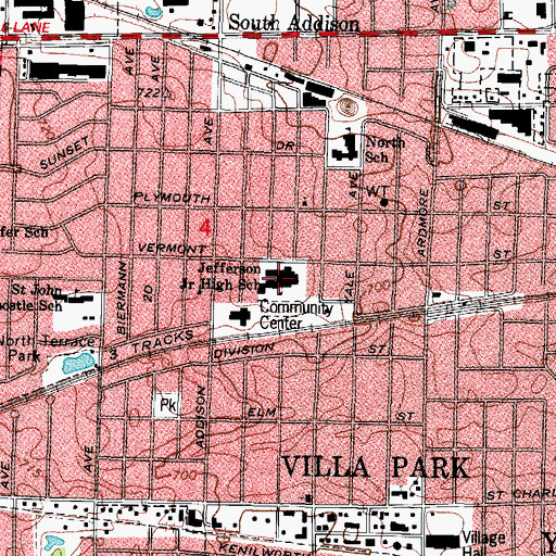 Topographic Map of Jefferson Junior High School, IL