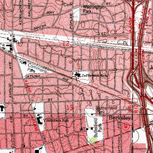 Topographic Map of Jefferson Elementary School, IL