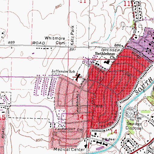Topographic Map of Jefferson School, IL