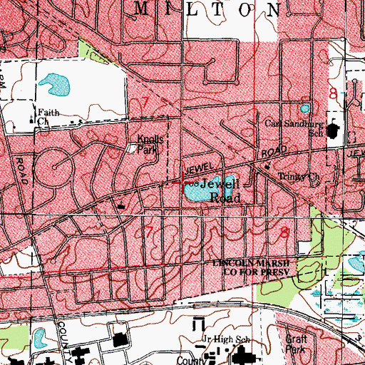 Topographic Map of Jewell Road, IL