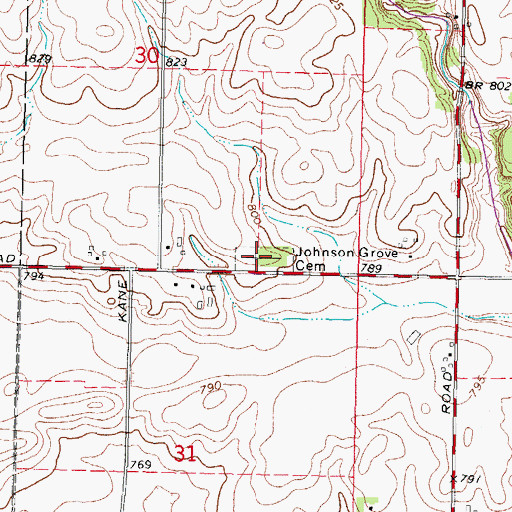 Topographic Map of Johnson Grove Cemetery, IL