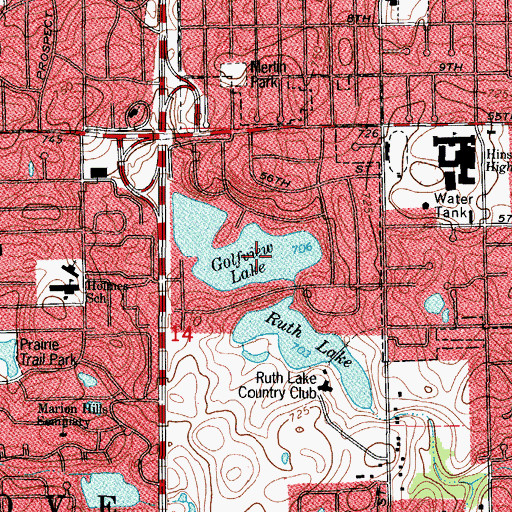 Topographic Map of Golfview Lake, IL