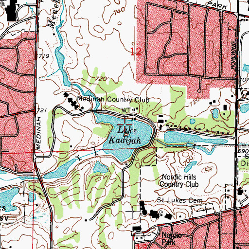 Topographic Map of Lake Kadijah, IL
