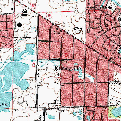 Topographic Map of Keeneyville, IL