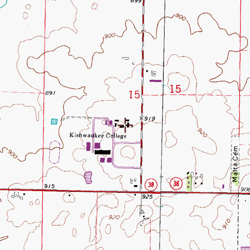 Topographic Map of Kishwaukee College, IL