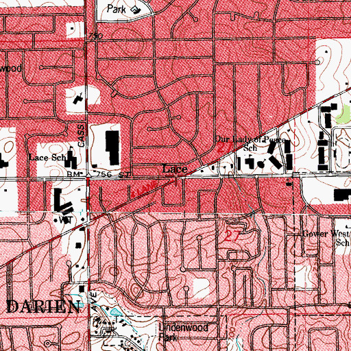 Topographic Map of Lace, IL