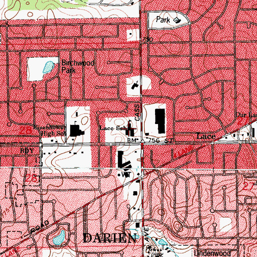 Topographic Map of Lace Elementary School, IL