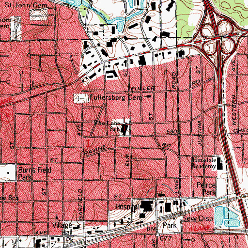 Topographic Map of John Laidlaw Elementary School, IL