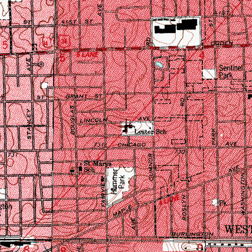 Topographic Map of Lester Elementary School, IL