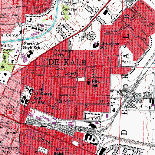 Topographic Map of Liberty Park, IL