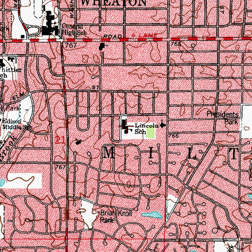 Topographic Map of Lincoln Elementary School, IL