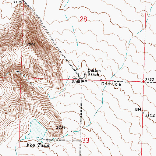 Topographic Map of Dutton Ranch, AZ