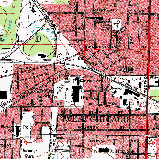 Topographic Map of Lincoln School, IL