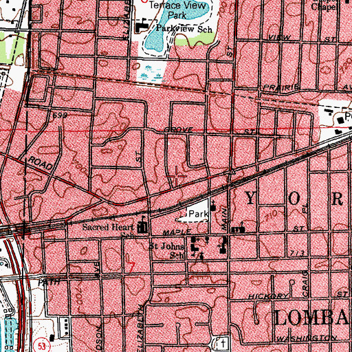 Topographic Map of Lincoln School (historical), IL