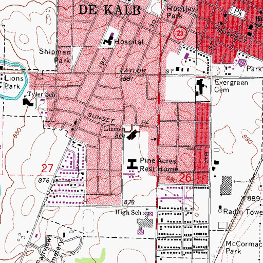Topographic Map of Lincoln School, IL