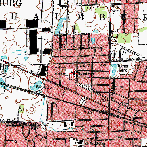 Topographic Map of Sased School, IL