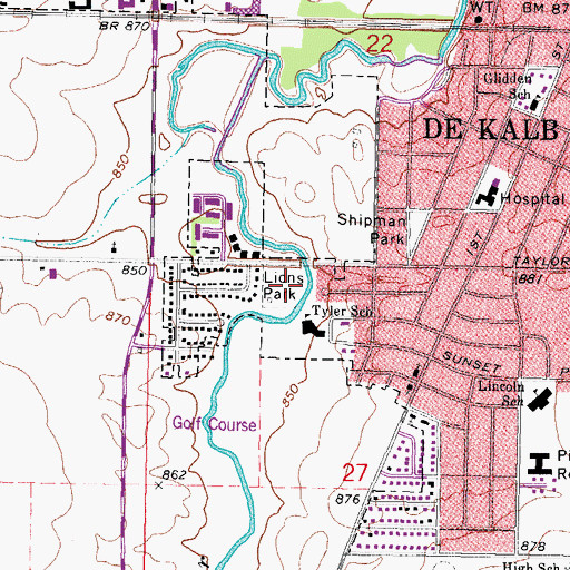 Topographic Map of Lions Park, IL