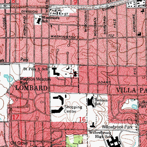 Topographic Map of Madison School, IL