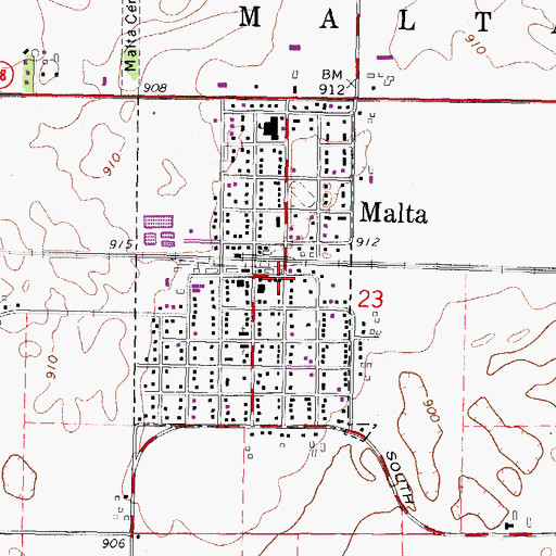 Topographic Map of Malta, IL