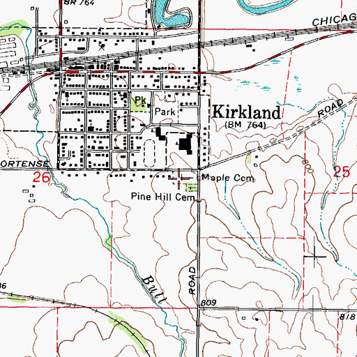 Topographic Map of Maple Cemetery, IL