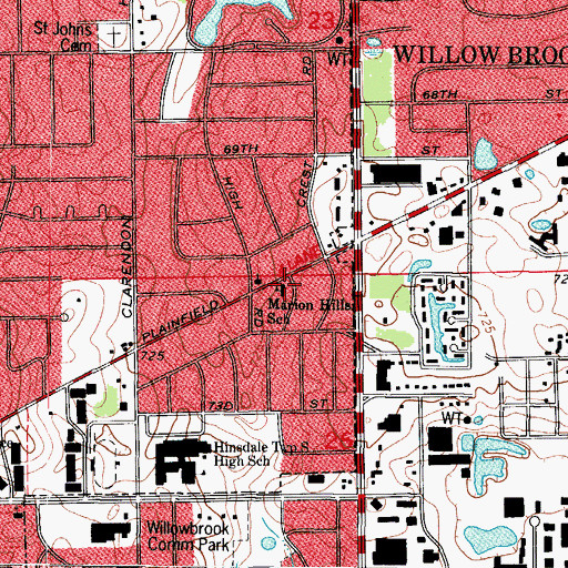 Topographic Map of Marion Hills School, IL