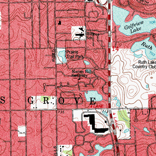 Topographic Map of Marion Hills Seminary, IL