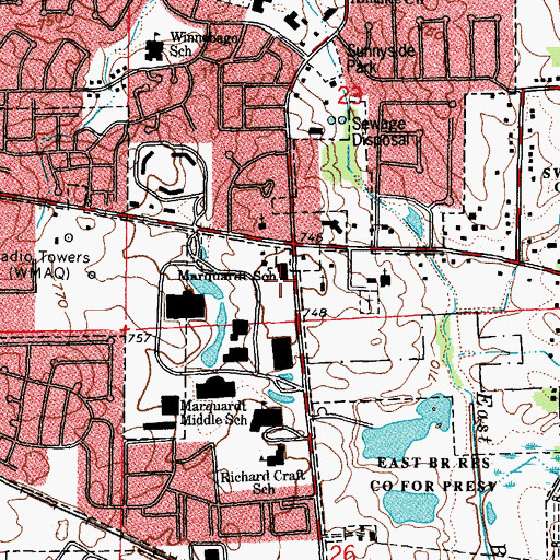 Topographic Map of Marquardt Middle School, IL