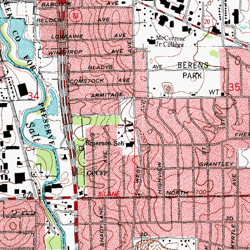Topographic Map of Mary Queen of Heaven School, IL