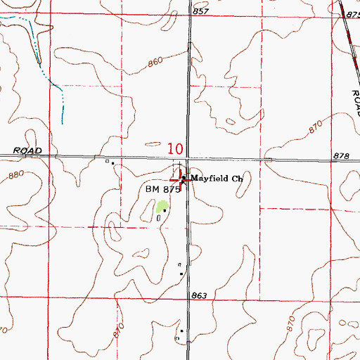Topographic Map of Mayfield Church, IL