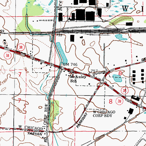 Topographic Map of McAuley School, IL