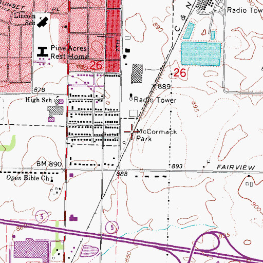 Topographic Map of McCormack Park, IL