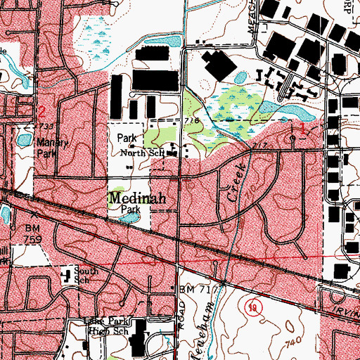Topographic Map of Medinah, IL