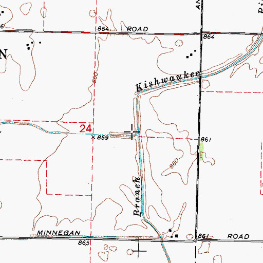 Topographic Map of Middle Branch South Branch Kishwaukee River, IL