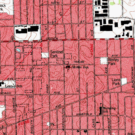 Topographic Map of C E Miller Elementary School, IL
