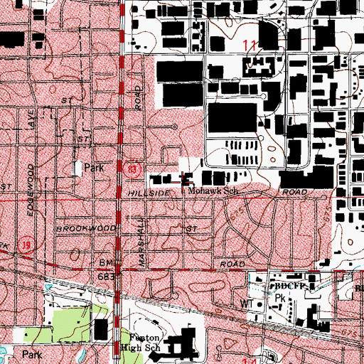 Topographic Map of Mohawk Elementary School, IL