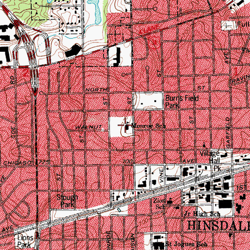 Topographic Map of Monroe Elementary School, IL