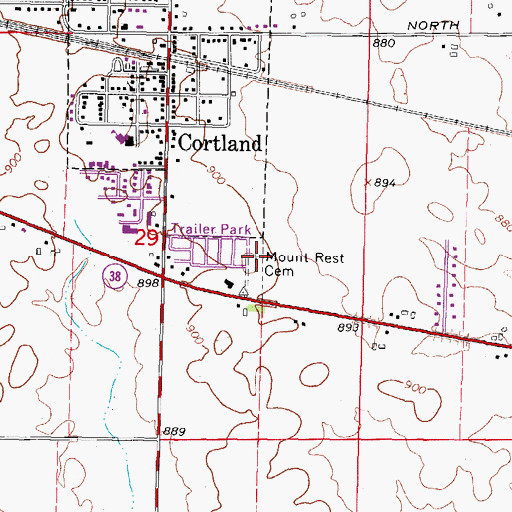 Topographic Map of Mound Rest Cemetery, IL