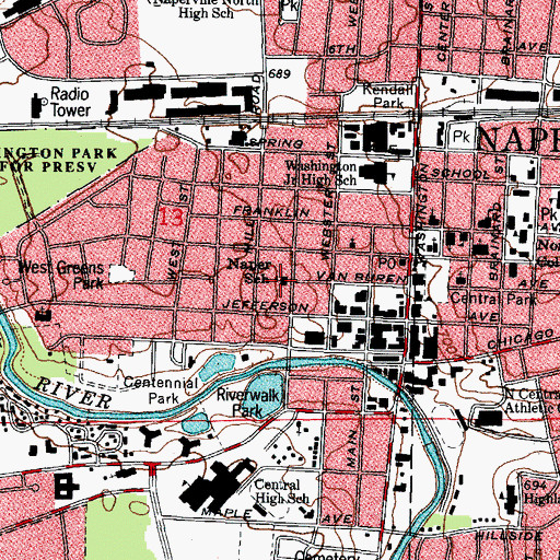 Topographic Map of Naper Elementary School, IL