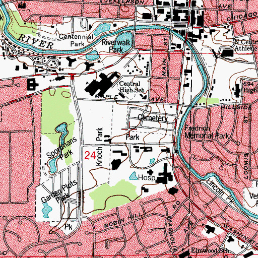 Topographic Map of William Freidrich Memorial Park, IL