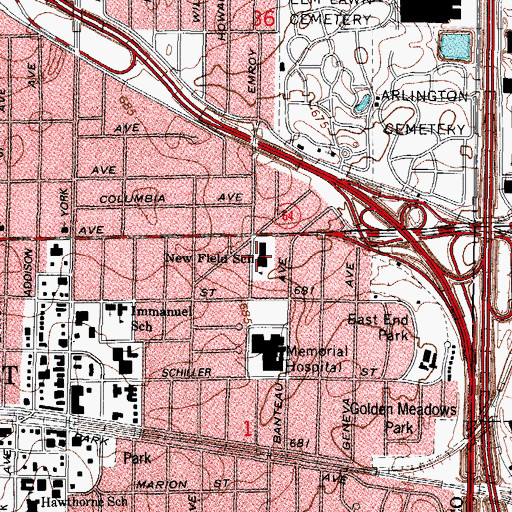 Topographic Map of Field Elementary School, IL