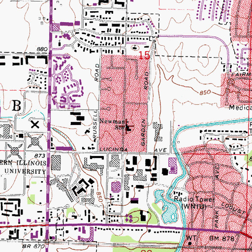 Topographic Map of Newman School, IL