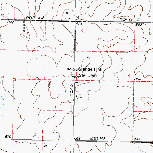 Topographic Map of Ney Cemetery, IL
