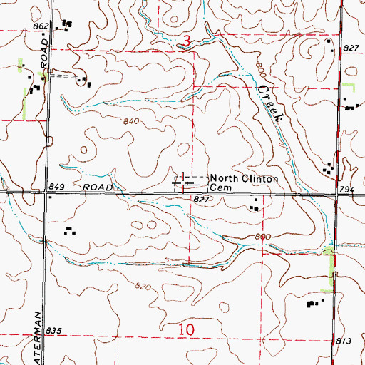 Topographic Map of North Clinton Cemetery, IL
