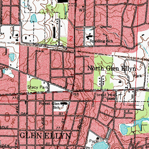 Topographic Map of North Glen Ellyn, IL