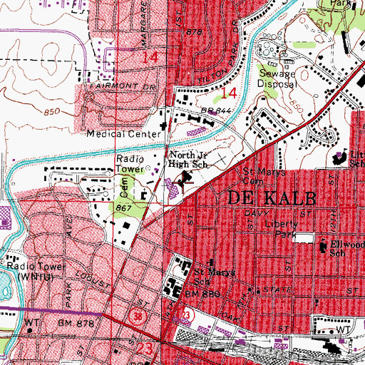Topographic Map of Clinton Rosette Middle School, IL