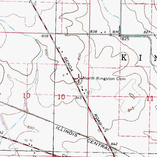 Topographic Map of North Kingston Cemetery, IL
