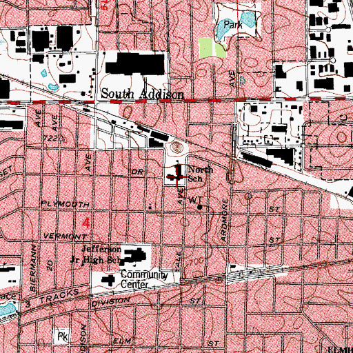 Topographic Map of North Elementary School, IL