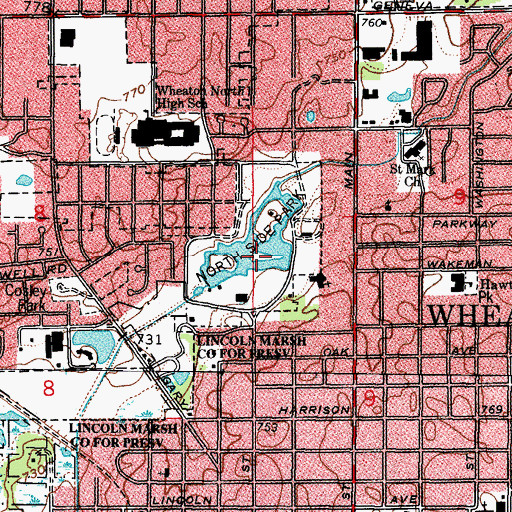 Topographic Map of North Side Park, IL