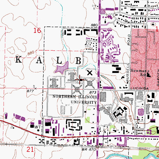Topographic Map of Northern Illinois University, IL